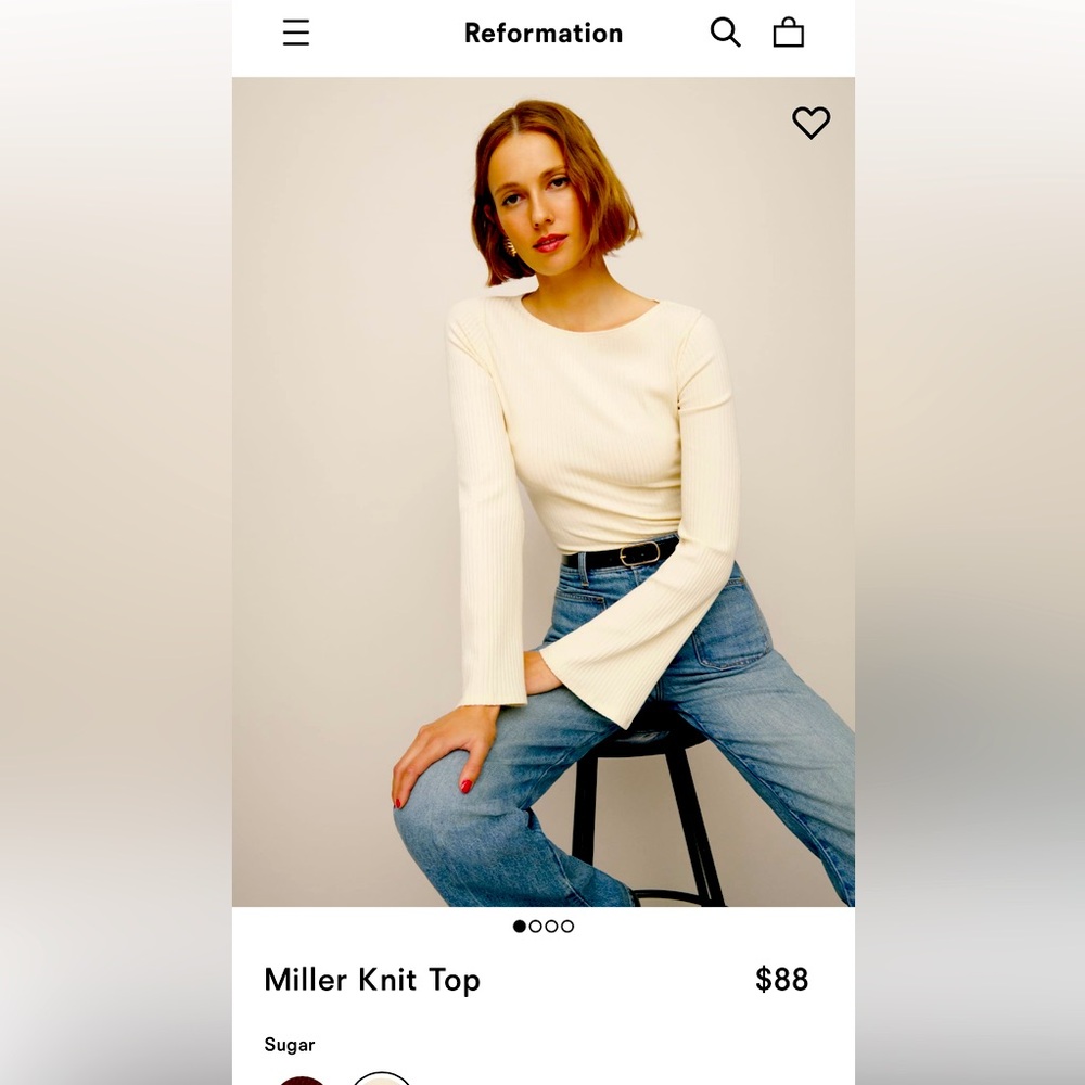 Reformation long sleeve knit top. Worn once.